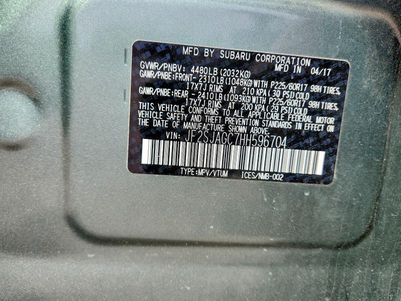 Продажа на аукционе авто 2017 Subaru Forester, vin: JF2SJAGC7HH596704, номер лота: 49743896