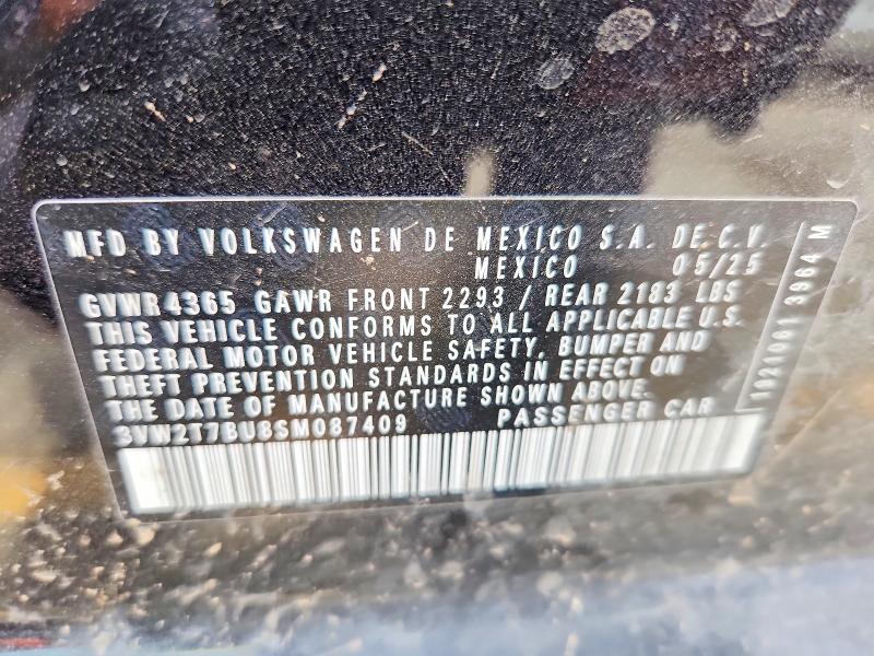 Aukcja sprzedaży 2025 Volkswagen Jetta, vin: 3VW2T7BU8SM087409, numer aukcji: 48695436