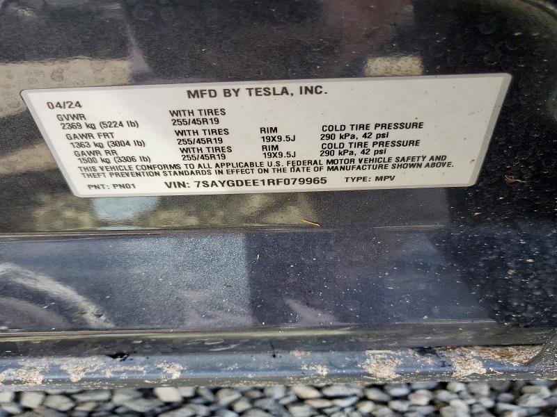 49978406 :رقم المزاد ، 7SAYGDEE1RF079965 vin ، 2024 Tesla Model Y مزاد بيع