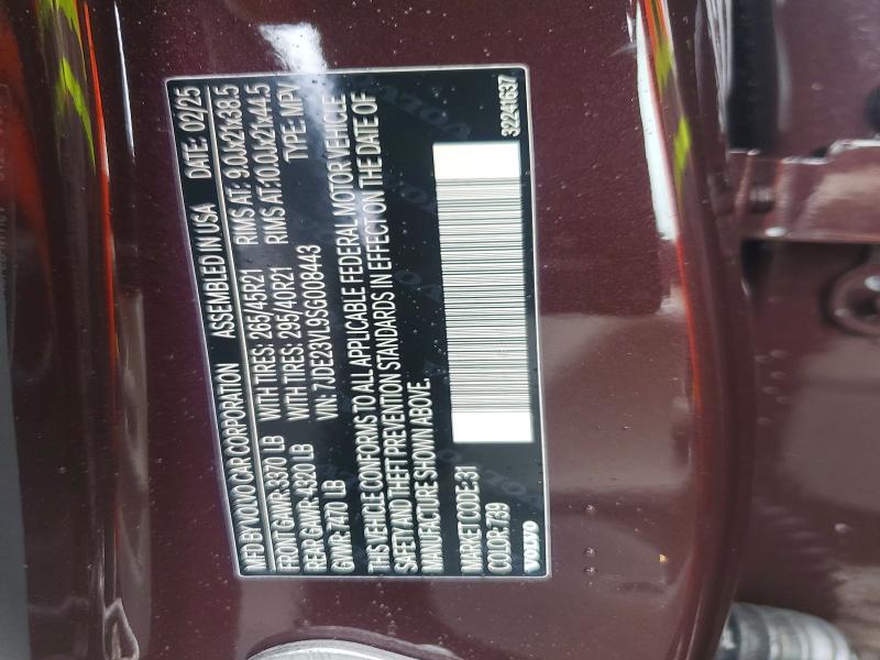 Aukcja sprzedaży 2025 Volvo Ex90, vin: 7JDE23VL9SG008443, numer aukcji: 51772056