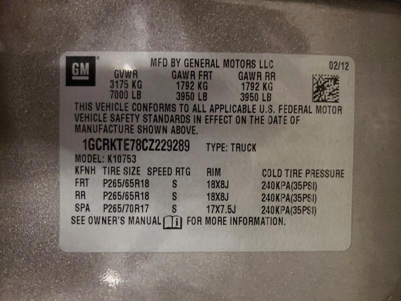 Aukcja sprzedaży 2012 Chevrolet Silverado, vin: 1GCRKTE78CZ229289, numer aukcji: 51463416
