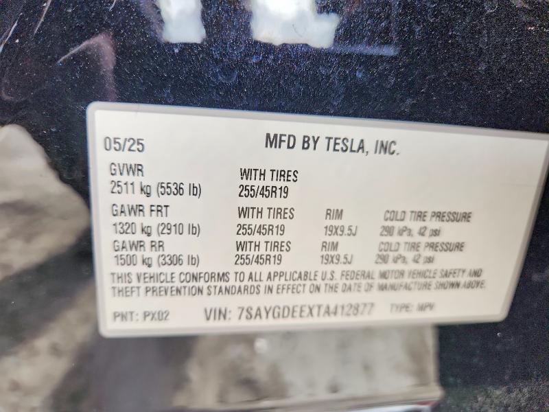 Aukcja sprzedaży 2026 Tesla Model Y, vin: 7SAYGDEEXTA412877, numer aukcji: 49435666