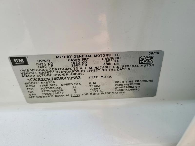 Aukcja sprzedaży 2016 Gmc Yukon, vin: 1GKS2CKJ4GR418582, numer aukcji: 49723036