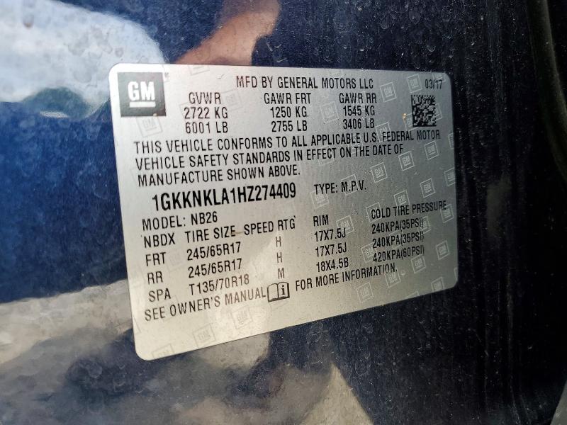 Продаж на аукціоні авто 2017 Gmc Acadia, vin: 1GKKNKLA1HZ274409, номер лоту: 51781506