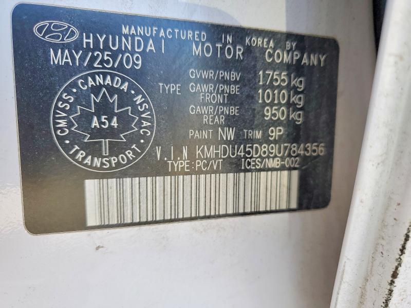 Aukcja sprzedaży 2009 Hyundai Elantra, vin: KMHDU45D89U784356, numer aukcji: 51517896