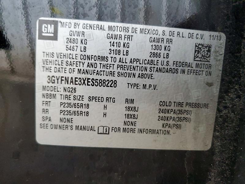 Aukcja sprzedaży 2014 Cadillac Srx, vin: 3GYFNAE3XES588228, numer aukcji: 51295986