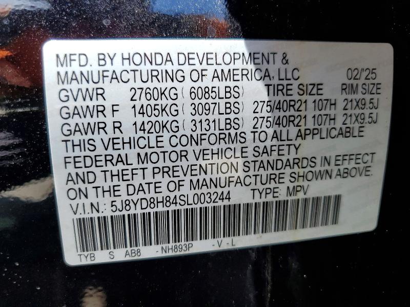 Aukcja sprzedaży 2025 Acura Mdx, vin: 5J8YD8H84SL003244, numer aukcji: 51323046