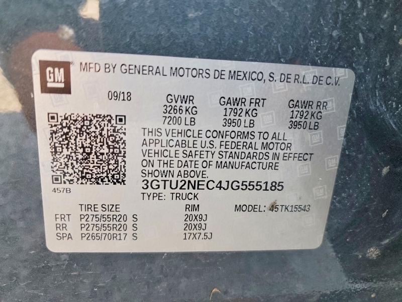 50834086 :رقم المزاد ، 3GTU2NEC4JG555185 vin ، 2018 Gmc Sierra مزاد بيع
