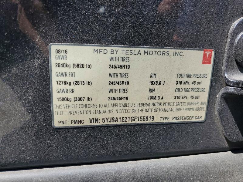Aukcja sprzedaży 2016 Tesla Model S, vin: 5YJSA1E21GF155819, numer aukcji: 49014336