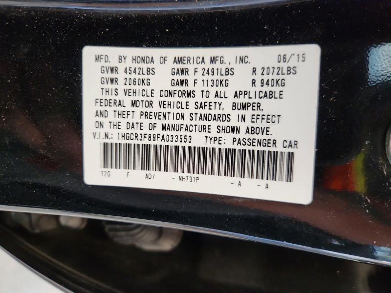 2015 Honda Accord მანქანა იყიდება აუქციონზე, vin: 1HGCR3F89FA033553, აუქციონის ნომერი: 50151476