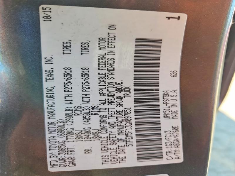 Aukcja sprzedaży 2016 Toyota Tundra, vin: 5TFEM5F13GX097851, numer aukcji: 49285106