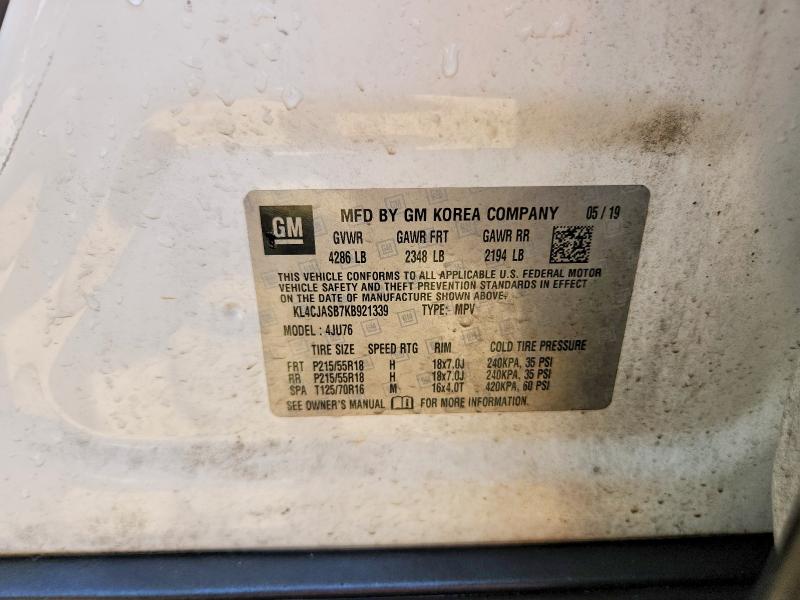 Продаж на аукціоні авто 2019 Buick Encore, vin: KL4CJASB7KB921339, номер лоту: 49927486