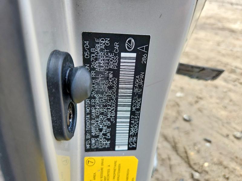 2004 Lexus Es მანქანა იყიდება აუქციონზე, vin: JTHBA30G545046662, აუქციონის ნომერი: 50035396