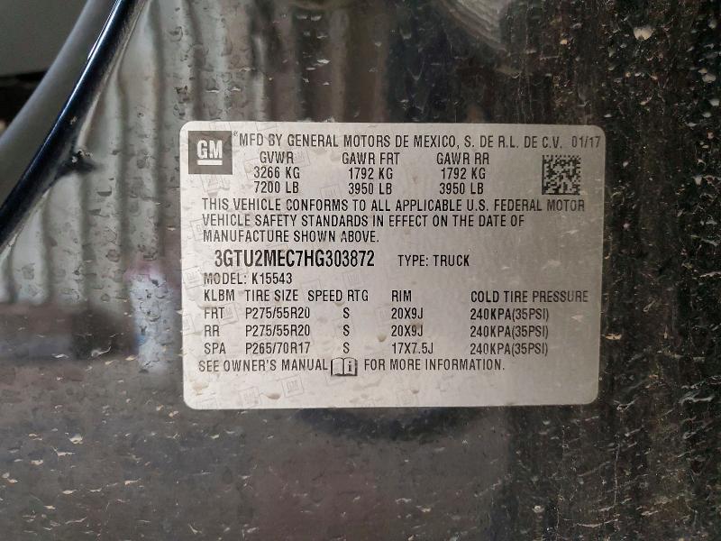 48818656 :رقم المزاد ، 3GTU2MEC7HG303872 vin ، 2017 Gmc Sierra مزاد بيع