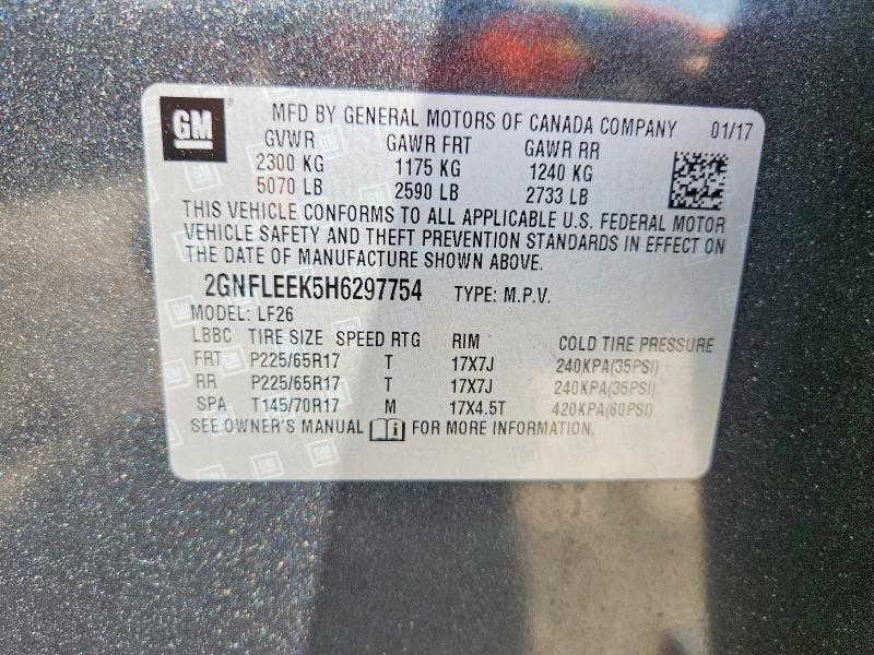 2017 Chevrolet Equinox მანქანა იყიდება აუქციონზე, vin: 2GNFLEEK5H6297754, აუქციონის ნომერი: 51250546