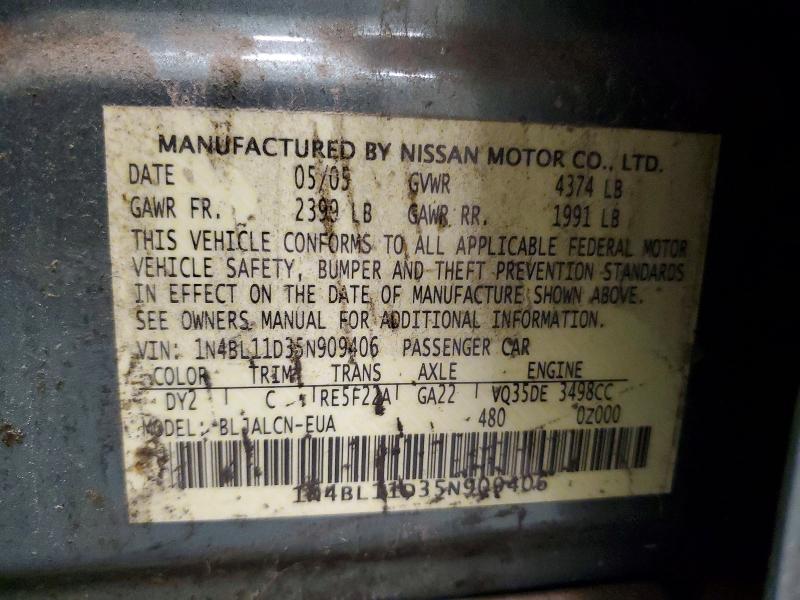 Auction sale of the 2005 Nissan Altima, vin: 1N4BL11D35N909406, lot number: 51703126