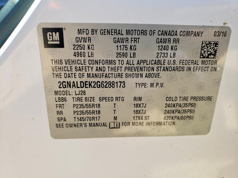 Продажа на аукционе авто 2016 Chevrolet Equinox, vin: 2GNALDEK2G6288173, номер лота: 49025006