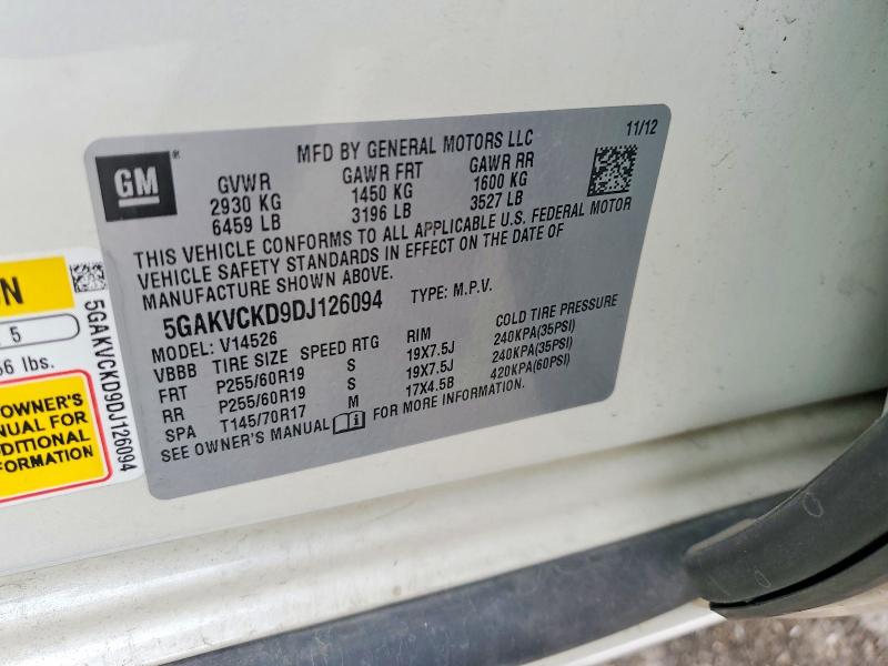 2013 Buick Enclave მანქანა იყიდება აუქციონზე, vin: 5GAKVCKD9DJ126094, აუქციონის ნომერი: 50292536