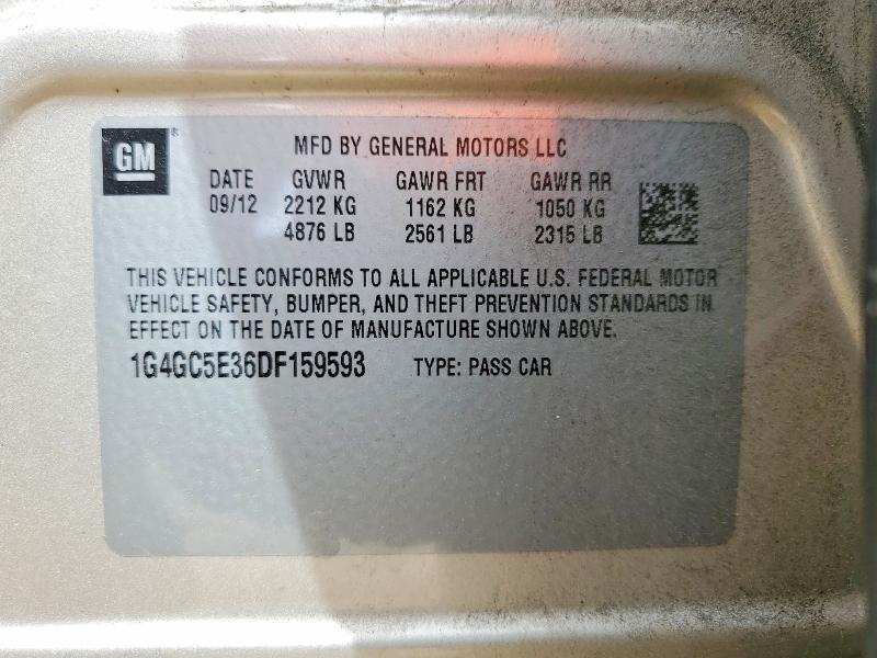 48892626 :رقم المزاد ، 1G4GC5E36DF159593 vin ، 2013 Buick Lacrosse مزاد بيع