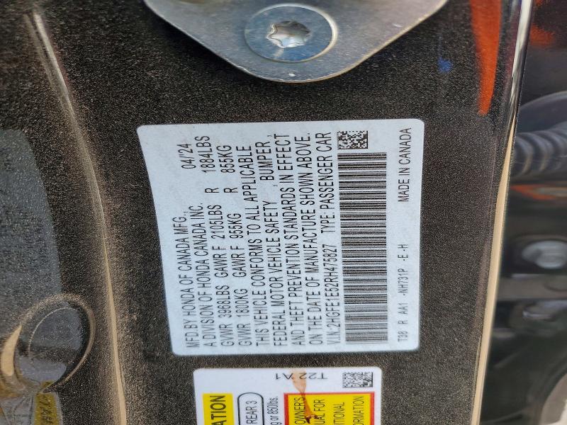 Продажа на аукционе авто 2024 Honda Civic, vin: 2HGFE1E52RH475827, номер лота: 50757086