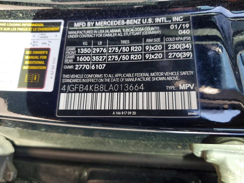 Aukcja sprzedaży 2020 Mercedes-benz Gle, vin: 4JGFB4KB8LA013664, numer aukcji: 49612346