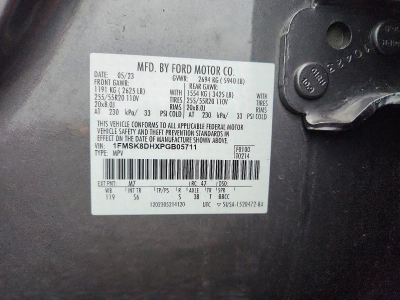 49686486 :رقم المزاد ، 1FMSK8DHXPGB05711 vin ، 2023 Ford Explorer مزاد بيع