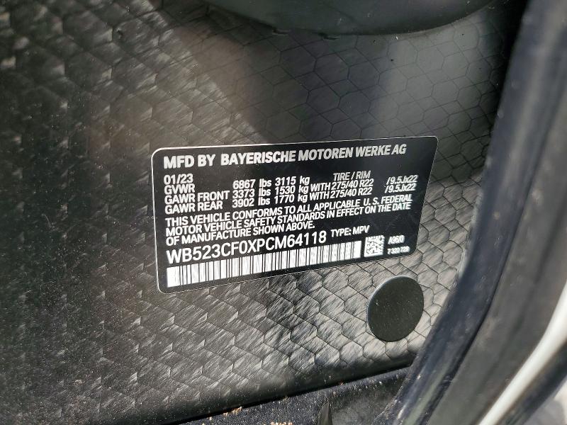 2023 Bmw Ix მანქანა იყიდება აუქციონზე, vin: WB523CF0XPCM64118, აუქციონის ნომერი: 50348406