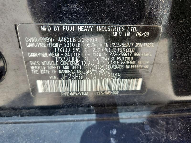 Aukcja sprzedaży 2010 Subaru Forester, vin: JF2SH6CC3AH732945, numer aukcji: 49900386