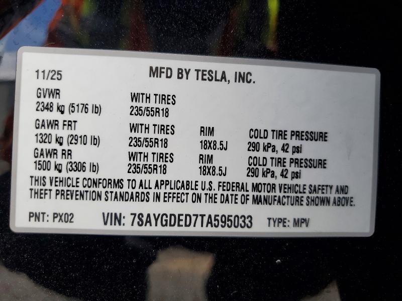 Продажа на аукционе авто 2026 Tesla Model Y, vin: 7SAYGDED7TA595033, номер лота: 48616446