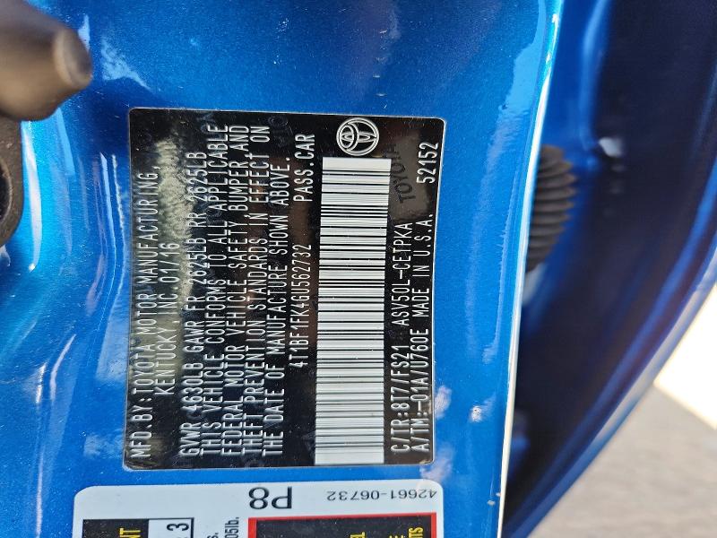 48599356 :رقم المزاد ، 4T1BF1FK4GU562732 vin ، 2016 Toyota Camry مزاد بيع