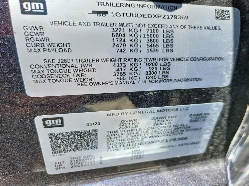 2023 Gmc Sierra მანქანა იყიდება აუქციონზე, vin: 1GTUUDEDXPZ179369, აუქციონის ნომერი: 51305516