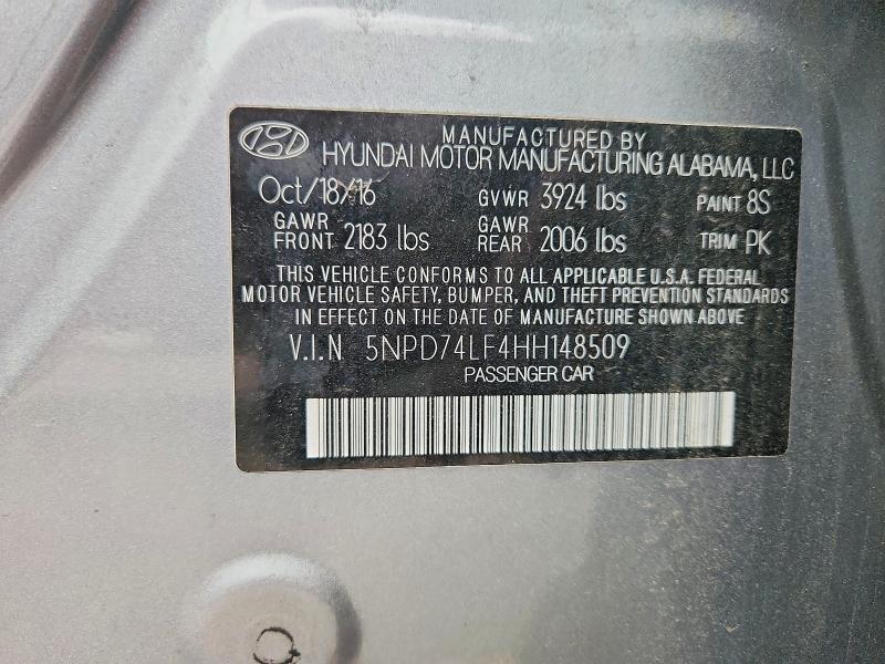 Aukcja sprzedaży 2017 Hyundai Elantra, vin: 5NPD74LF4HH148509, numer aukcji: 50425476