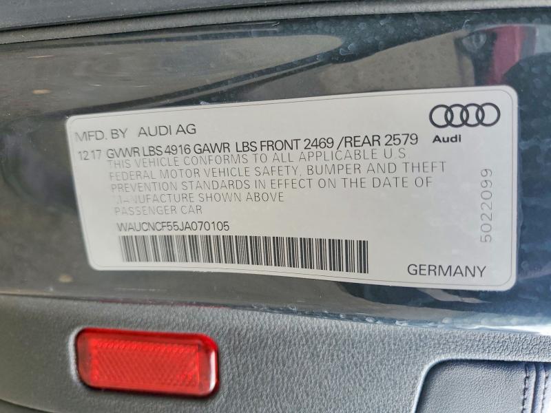 2018 Audi A5 მანქანა იყიდება აუქციონზე, vin: WAUCNCF55JA070105, აუქციონის ნომერი: 50813676