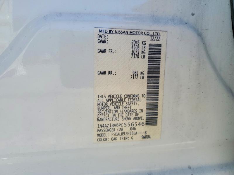 2023 Nissan Leaf მანქანა იყიდება აუქციონზე, vin: 1N4AZ1BV6PC556546, აუქციონის ნომერი: 51176766
