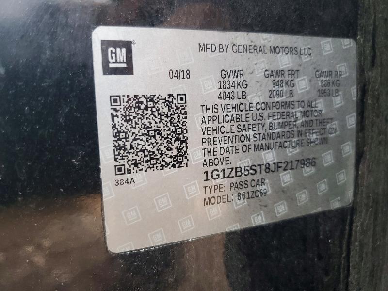 Aukcja sprzedaży 2018 Chevrolet Malibu, vin: 1G1ZB5ST8JF217986, numer aukcji: 46865386