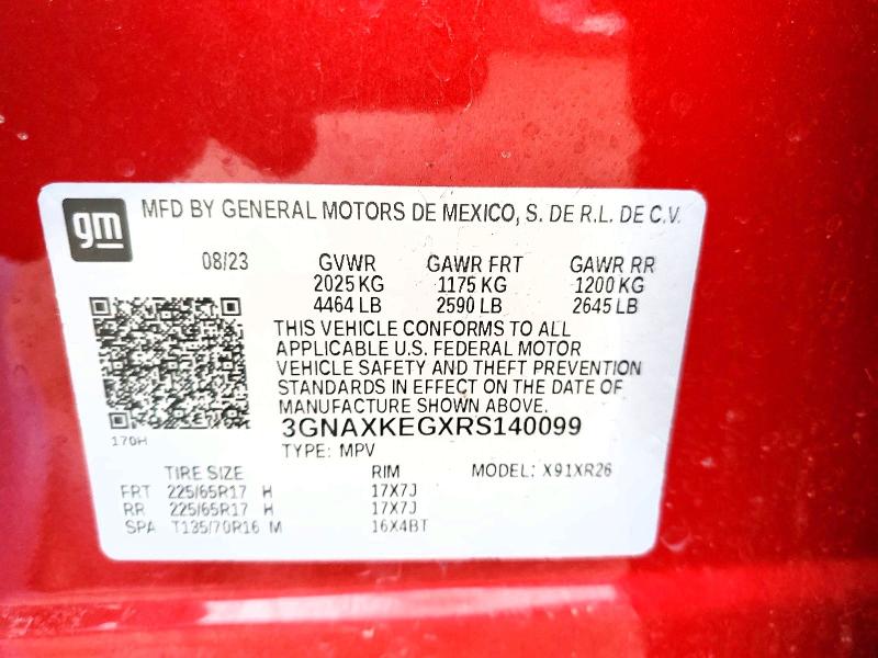 Aukcja sprzedaży 2024 Chevrolet Equinox, vin: 3GNAXKEGXRS140099, numer aukcji: 49716596