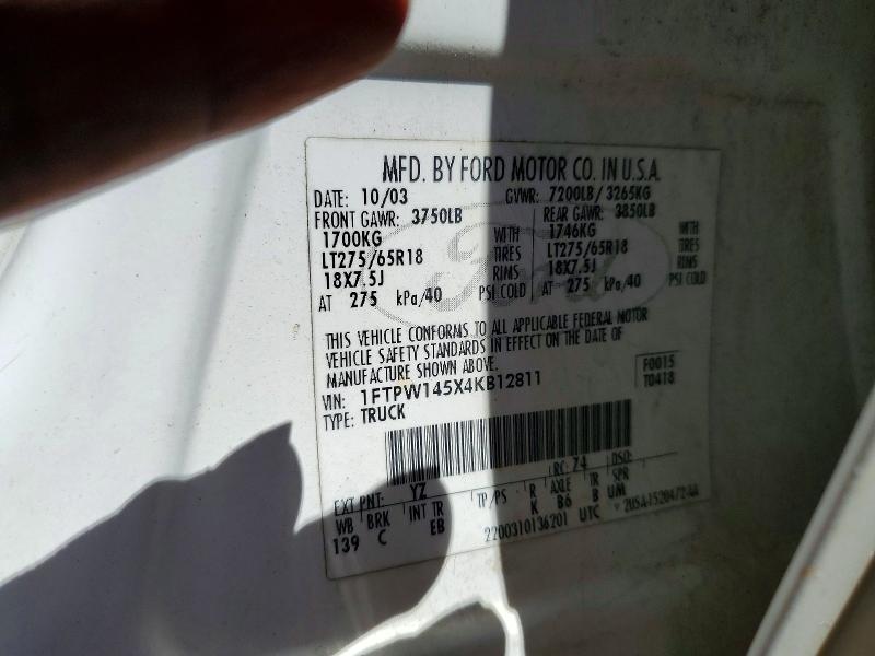 Aukcja sprzedaży 2004 Ford F150, vin: 1FTPW145X4KB12811, numer aukcji: 49901036