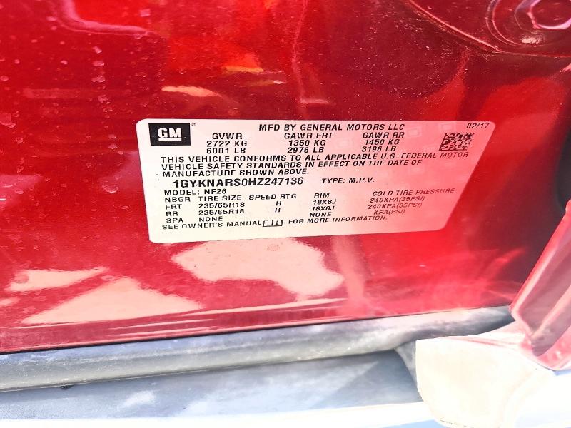 50136896 :رقم المزاد ، 1GYKNARS0HZ247136 vin ، 2017 Cadillac Xt5 مزاد بيع