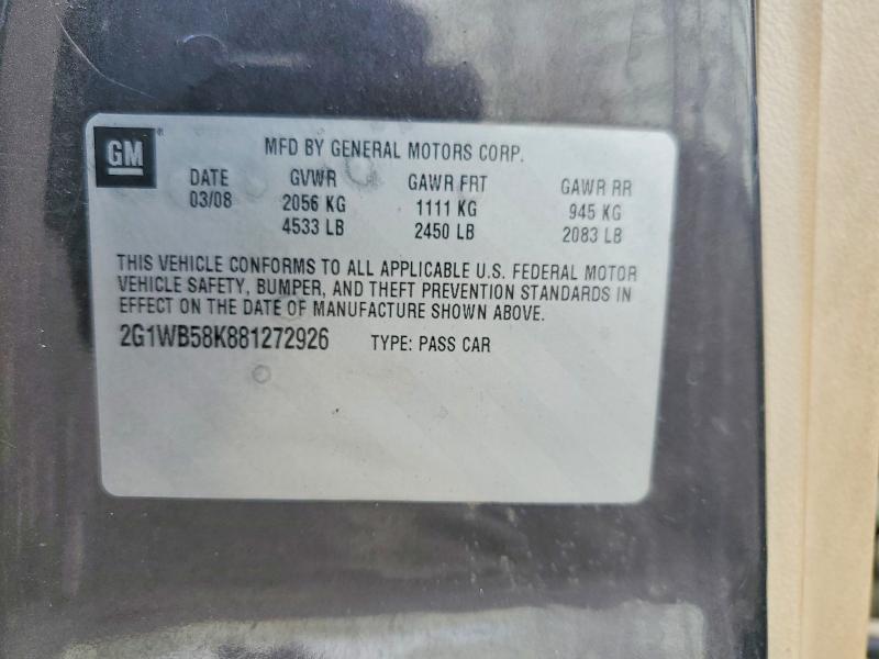 Aukcja sprzedaży 2008 Chevrolet Impala, vin: 2G1WB58K881272926, numer aukcji: 47785476