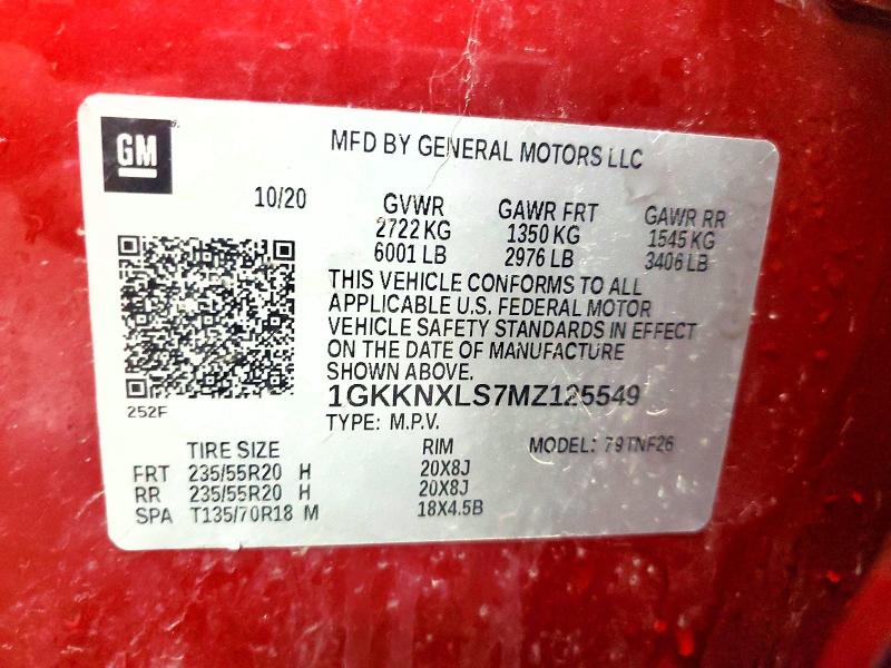 49882346 :رقم المزاد ، 1GKKNXLS7MZ125549 vin ، 2021 Gmc Acadia مزاد بيع