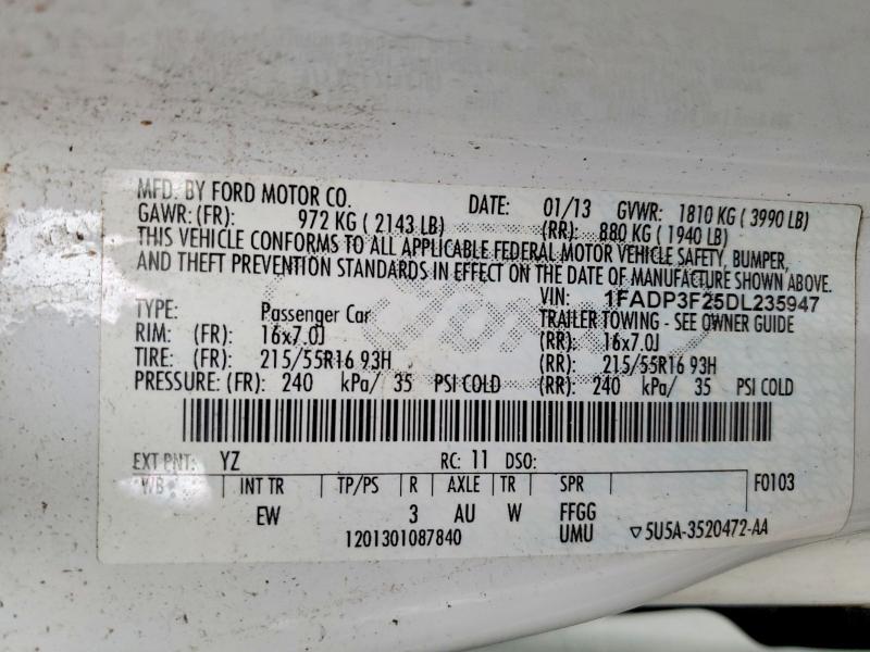 2013 Ford Focus მანქანა იყიდება აუქციონზე, vin: 1FADP3F25DL235947, აუქციონის ნომერი: 48047326