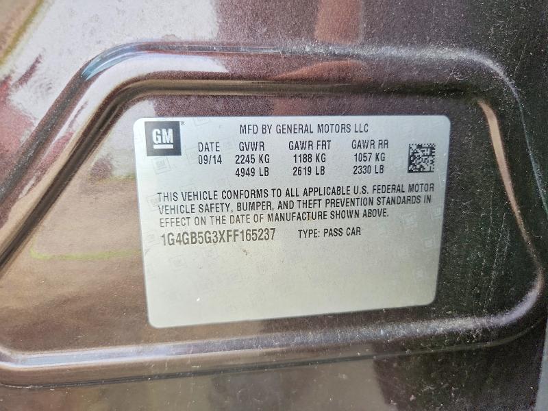 Продаж на аукціоні авто 2015 Buick Lacrosse, vin: 1G4GB5G3XFF165237, номер лоту: 51889386