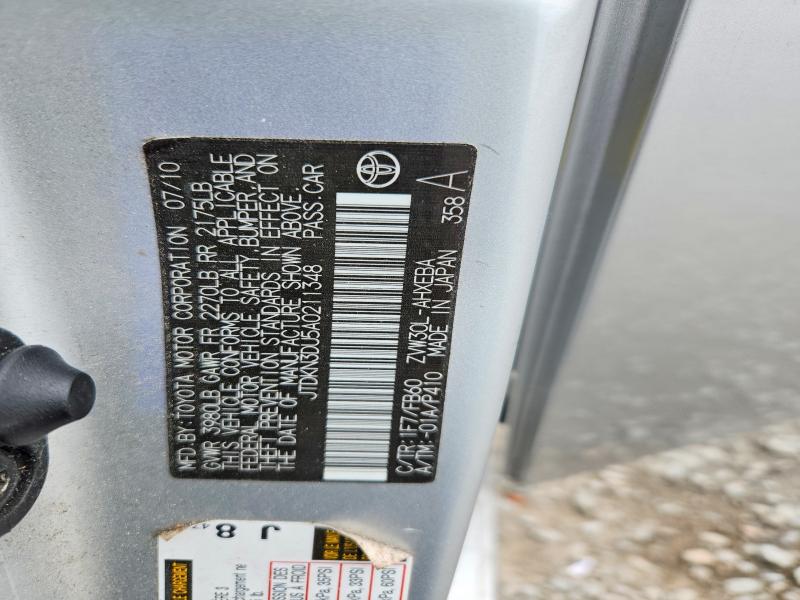 51802056 :رقم المزاد ، JTDKN3DU5A0211348 vin ، 2010 Toyota Prius مزاد بيع