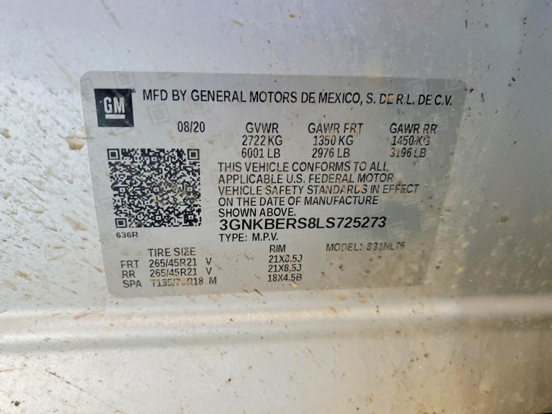Продаж на аукціоні авто 2020 Chevrolet Blazer, vin: 3GNKBERS8LS725273, номер лоту: 48964586
