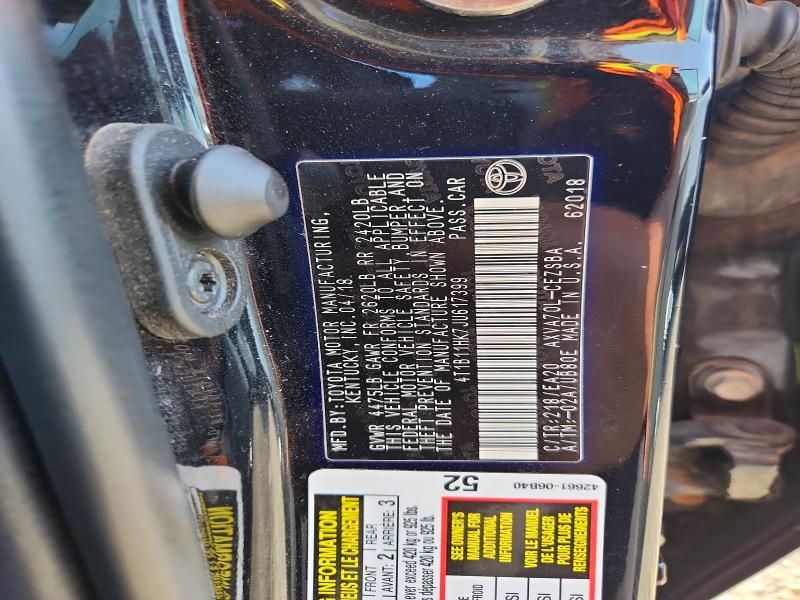 Aukcja sprzedaży 2018 Toyota Camry, vin: 4T1B11HK7JU617399, numer aukcji: 50366056