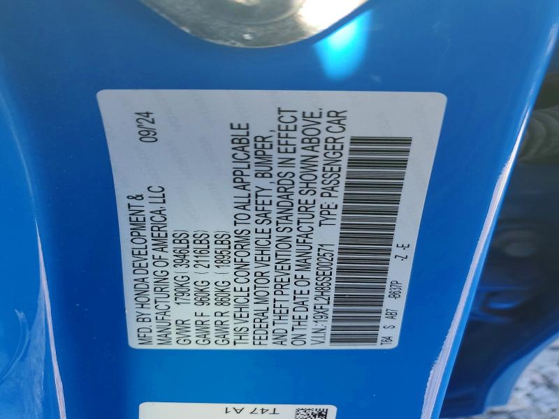 48797876 :رقم المزاد ، 19XFL2H85SE002571 vin ، 2025 Honda Civic مزاد بيع
