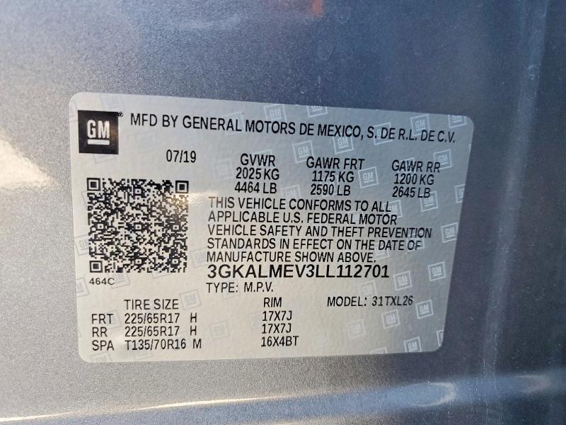 Aukcja sprzedaży 2020 Gmc Terrain, vin: 3GKALMEV3LL112701, numer aukcji: 49464746