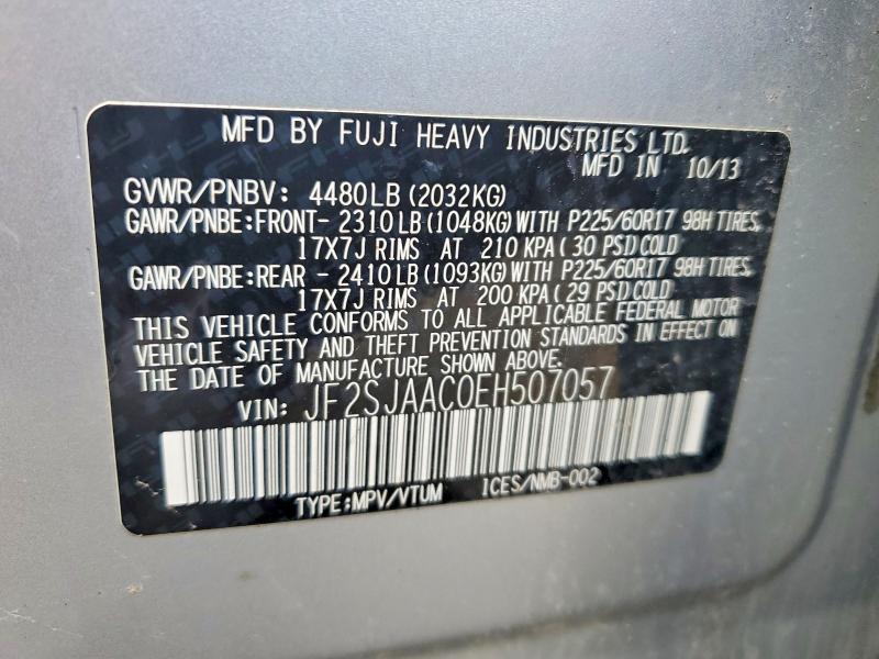 Aukcja sprzedaży 2014 Subaru Forester, vin: JF2SJAAC0EH507057, numer aukcji: 48117836