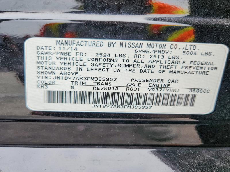 Продаж на аукціоні авто 2015 Infiniti Q50, vin: JN1BV7AR3FM395957, номер лоту: 49307056