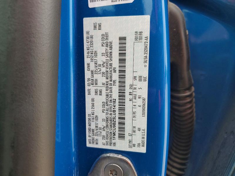 49667326 :رقم المزاد ، 1FMCU9BZ5LUB14182 vin ، 2020 Ford Escape مزاد بيع